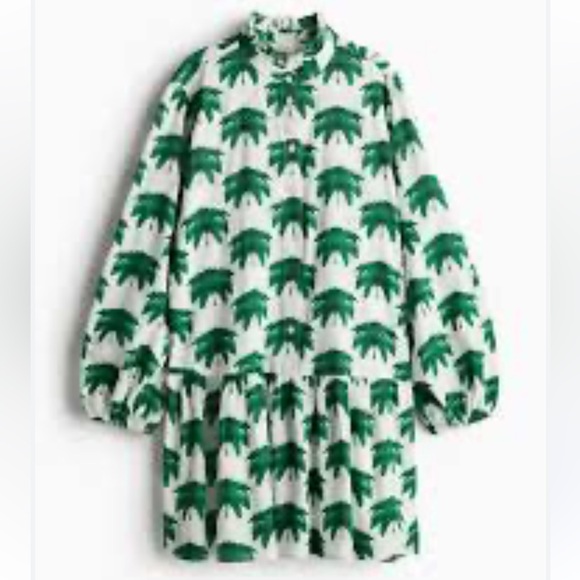 NWT H&M Tropical Ruffle Collar Dress Size M - Picture 4 of 14